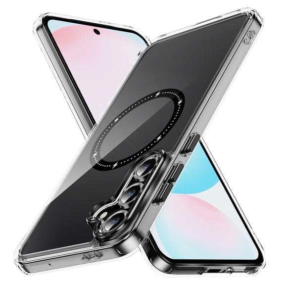Hotpom Magnetic for Samsung Galaxy S24 FE Clear Case, Compatible with Wireless Charging, Slim Shockproof Women Men universal Protective Cover, Black