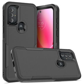 Hotpom for Moto G Pure/ G Power 2022/ G Play 2023 Commuter Series Case Slim Shockproof Design with Dual Layer Rubber Bumper for Drop Protection, Rugged Hard Cover for Men/ Women, Black
