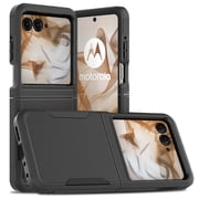 Hotpom for Moto razr 2024/ Moto razr 2025 Commuter Series Case Slim Shockproof Design with Dual Layer Rubber Bumper for Drop Protection, Rugged Hard Cover for Men/ Women, Black