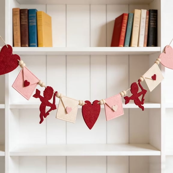Hotpom Party Decoration Pull Flag Cupid's Arrow and Love Envelope Decor Photo Prop Wedding Engagement Theme Romantic Home Holiday Banner