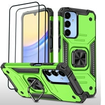 Hotpom Phone Case for Samsung Galaxy A16 5G with 2 Pack Screen Protector Military Grade Drop Shockproof Protection with 360° Rotating Stand and Car Mount Capability, Green