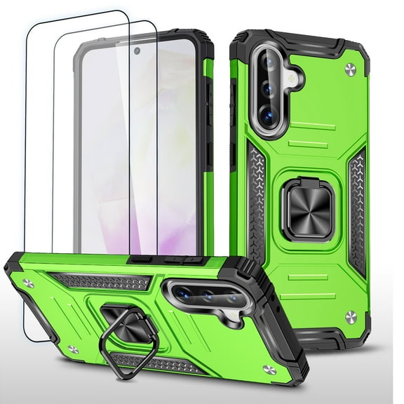 Hotpom Phone Case for Samsung Galaxy A36 5G with 2 Pack Screen Protector Military Grade Drop Shockproof Protection with 360° Rotating Stand and Car Mount Capability, Green