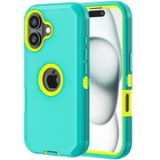 Hotpom Phone Case for iPhone 16 Plus Heavy Duty Shockproof Dustproof Phone Case, Green/ Yellow