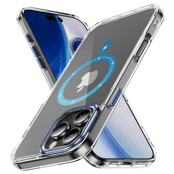 Hotpom Phone Case for iPhone 16 Pro Compatible with Magsafe, Slim Shockproof Women Men universal Clear Protective Cover with Anti-Fingerprint, Blue