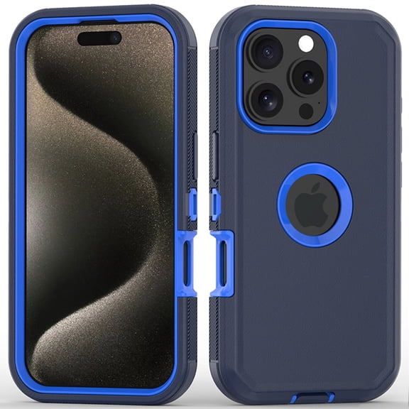 Hotpom Phone Case for iPhone 16 Pro Max Heavy Duty Shockproof Dustproof Phone Case, Dark Blue/ Blue