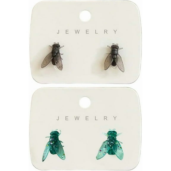 Hotpom Realistic Fly Earrings, Gothic Style Insect Jewelry, Unique Statement Accessories for Parties & Casual Attire and gifts for friends Funny Novelty Abstract Gift