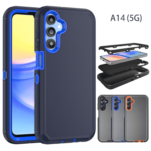 Hotpom Samsung Galaxy A14 5G Heavy Duty Shockproof Dustproof Phone Case, Blue/Dark Blue