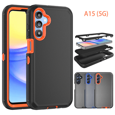 Hotpom Samsung Galaxy A15 5G Heavy Duty Shockproof Dustproof Phone Case, Black/Orange