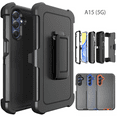 thumbnail image 1 of Hotpom Samsung Galaxy A15 5G Heavy Duty Shockproof Dustproof Phone Case with Black Belt Clip, Black and Black, 1 of 5