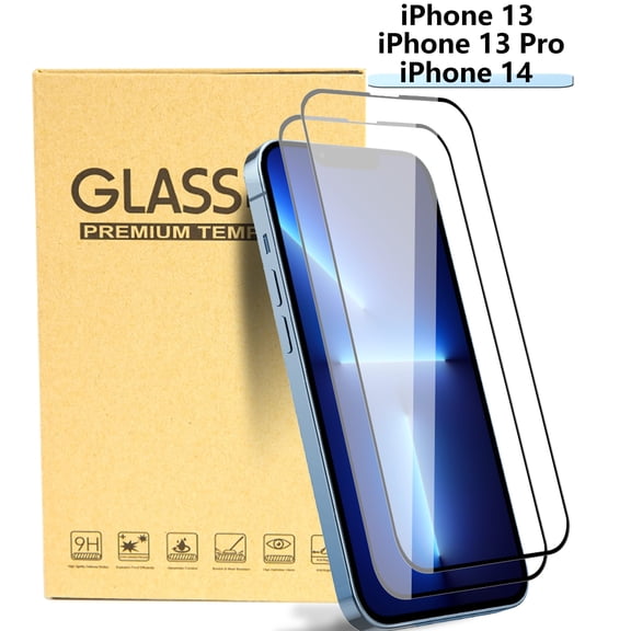 Hotpom Screen Protector for iPhone 13/ 13 Pro/ 14 - Clear, Case-Friendly Tempered Glass, 2 Pack