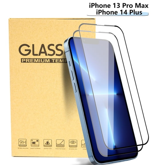 Hotpom Screen Protector for iPhone 13 Pro Max/ 14 Plus - Clear, Case-Friendly Tempered Glass, 2 Pack