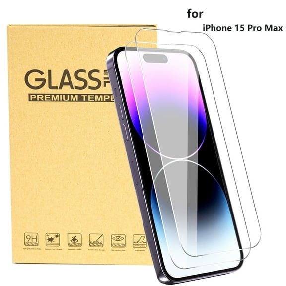 Hotpom Screen Protector for iPhone 15 Pro Max - Clear, Case-Friendly Tempered Glass, 2 Pack