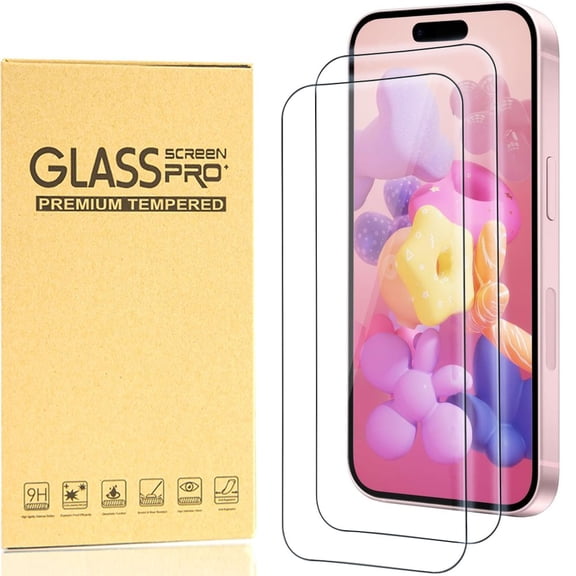 Hotpom Screen Protector for iPhone 17 Pro Max, 2 Pack Bubble Free Easy Installation HD Clear Shatterproof Tempered Glass Film