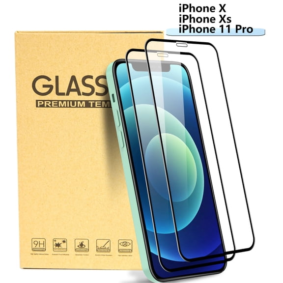 Hotpom Screen Protector for iPhone X/ Xs/ 11 Pro - Clear, Case-Friendly Tempered Glass, 2 Pack