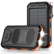 Hotpom Solar Charger Power Bank, 30000mAh Portable Wireless Charger, USB C Port Built-in Led Flashlight and Compass for Outdoor Camping Hiking for iPhone,Samsun