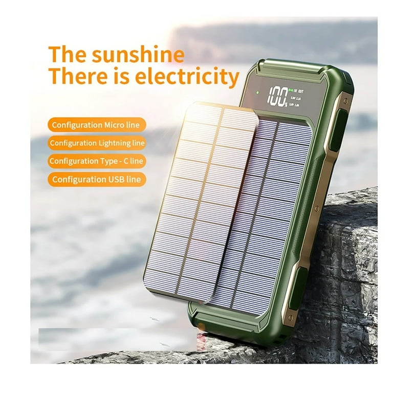 Hotpom Solar Power Bank, 20000mAh Portable Wireless Charger, With