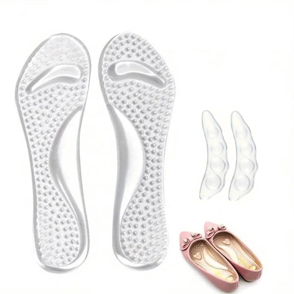 Hotpom Super Soft Silicone High Heel Insoles, Transparent Anti-Slip Shock Specially Designed for Women's High-Heeled Shoes Sandals and Boots
