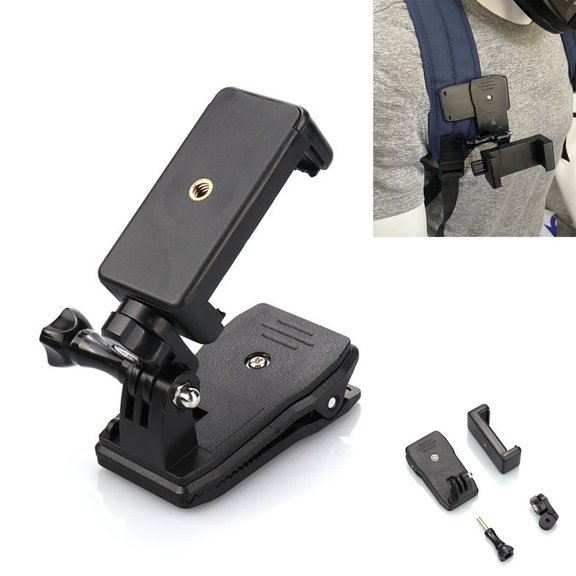 Hotpom Universal Backpack Strap Clip Mount, 360° Rotatable Action Camera Clip, Outdoor Live Video Stand Clamp Mount Suitable for iPone