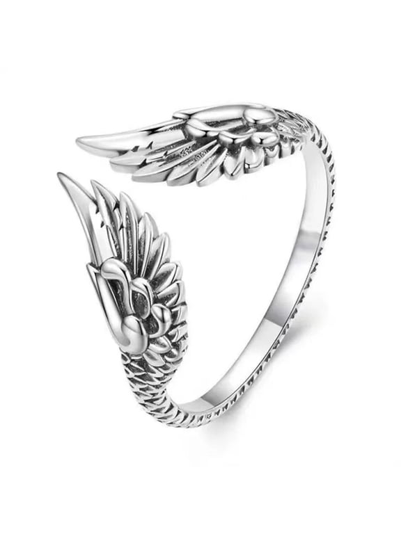 Vintage Angel Wing Ring, Ideal for Daily and Party Occasions Year-Round Versatile Accessory Adjustable Open Design Decoration Jewelry