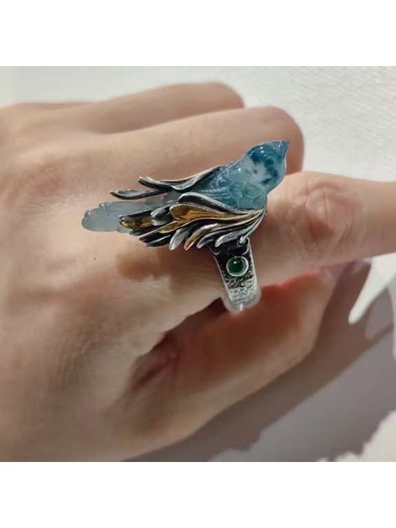 Vintage Bird Open Ring,Unisex Chinese Style Jewelry for Men & Women, Versatile Daily Accessory, Suitable for Gift-Giving and Party Occasions