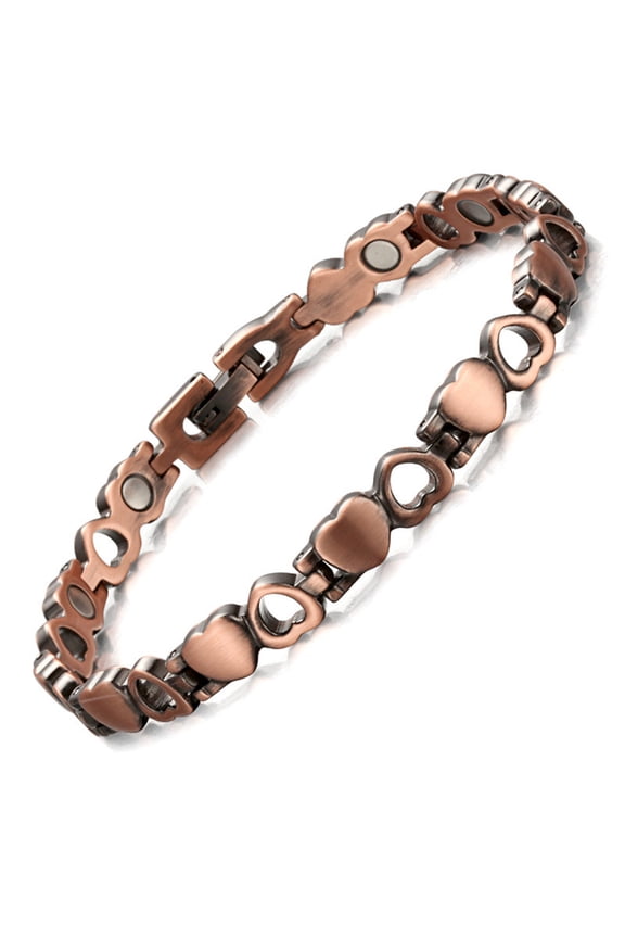 Women's Magnetic Heart Bracelet, Hand-Forged Copper Jewelry, Adjustable Chain Links Year-Round Versatile Accessory, Bracelet for Unisex Designv