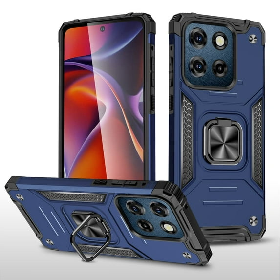 Hotpom for Moto G 5G 2025 Case Military Rugged Durable Grade Drop Shockproof Protection with 360° Rotating Stand and Car Mount Capability, Blue