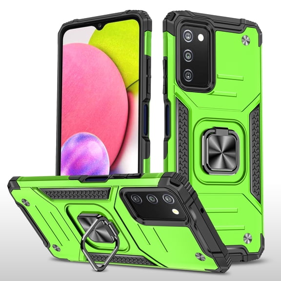 Hotpom for Samsung A03s Case Military Rugged Durable Grade Drop Shockproof Protection with 360° Rotating Stand and Car Mount Capability, Green