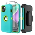 thumbnail image 1 of Hotpom for iPhone 15 phone Case with 2 Pack Screen Protector Heavy Duty Shockproof Drop Proof Protection with Black Belt Clip, Green/ Yellow, 1 of 6