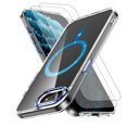 thumbnail image 1 of Hotpom for iPhone 16E/ iPhone SE4 Translucent Magnetic Phone Case + 2 Pack Screen Protector, Shockproof, Dropproo, Rugged Heavy Duty Cover Case, Blue, 1 of 7