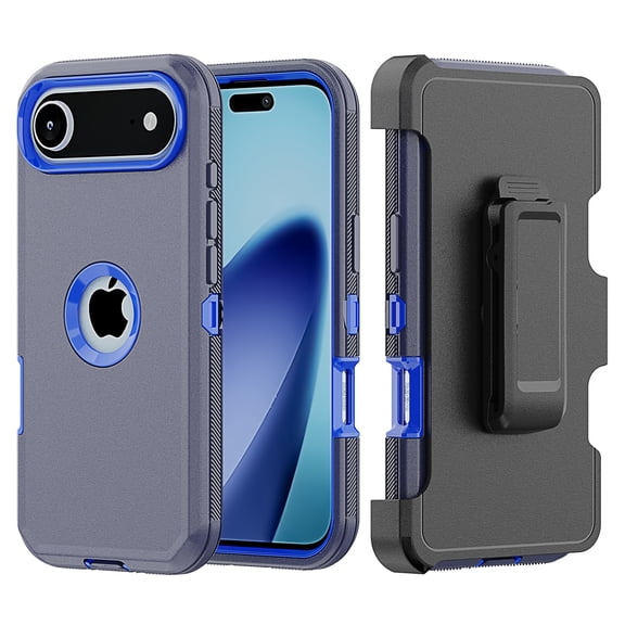 Hotpom for iPhone Air Case with Belt Clip Complete Body Tough Shockproof And Dustproof Protective Cover, Mobile Security Travel Accessory, Blue