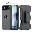 thumbnail image 1 of Hotpom for iPhone 17 Case with Belt Clip + 2 Pack Screen Protector Complete Body Tough Shockproof And Dustproof Protective Cover, Black, 1 of 7