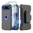 thumbnail image 1 of Hotpom for iPhone 17 Case with Belt Clip + 2 Pack Screen Protector Complete Body Tough Shockproof And Dustproof Protective Cover, Blue, 1 of 7