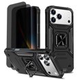 thumbnail image 1 of Hotpom for iPhone 17 Pro Case with 2 Pack Privacy Screen Protector Dual Layer Rugged Durable Shockproof Protection with 360° Rotating Stand, Black, 1 of 7