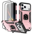 thumbnail image 1 of Hotpom for iPhone 17 Pro Case with 2 Pack Screen Protector Dual Layer Rugged Durable Shockproof Protection with 360° Rotating Stand, Pink, 1 of 7
