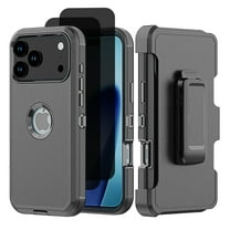 Hotpom for iPhone 17 Pro Case with Belt Clip   2 Pack Privacy Screen Protector Complete Body Tough Shockproof And Dustproof Protective Cover, Black