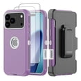 thumbnail image 1 of Hotpom for iPhone 17 Pro Case with Belt Clip + 2 Pack Screen Protector Complete Body Tough Shockproof And Dustproof Protective Cover, Purple, 1 of 7