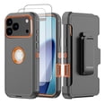 thumbnail image 1 of Hotpom for iPhone 17 Pro Case with Belt Clip + 2 Pack Screen Protector Complete Body Tough Shockproof And Dustproof Protective Cover, orange, 1 of 7