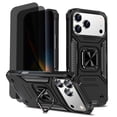 thumbnail image 1 of Hotpom for iPhone 17 Pro Max Case with 2 Pack Privacy Screen Protector, Dual Layer Rugged Shockproof Protection with 360° Rotating Stand, Black, 1 of 7