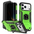 thumbnail image 1 of Hotpom for iPhone 17 Pro Max Case with 2 Pack Privacy Screen Protector, Dual Layer Rugged Shockproof Protection with 360° Rotating Stand, Green, 1 of 7