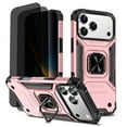 thumbnail image 1 of Hotpom for iPhone 17 Pro Max Case with 2 Pack Privacy Screen Protector, Dual Layer Rugged Shockproof Protection with 360° Rotating Stand, Pink, 1 of 7