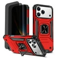 thumbnail image 1 of Hotpom for iPhone 17 Pro Max Case with 2 Pack Privacy Screen Protector, Dual Layer Rugged Shockproof Protection with 360° Rotating Stand, Red, 1 of 7