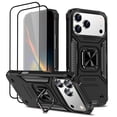thumbnail image 1 of Hotpom for iPhone 17 Pro Max Case with 2 Pack Screen Protector, Dual Layer Rugged Shockproof Protection with 360° Rotating Stand, Black, 1 of 7