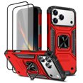 thumbnail image 1 of Hotpom for iPhone 17 Pro Max Case with 2 Pack Screen Protector, Dual Layer Rugged Shockproof Protection with 360° Rotating Stand, Red, 1 of 7