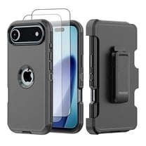 Hotpom for iPhone Air Case with Belt Clip   2 Pack Screen Protector Complete Body Tough Shockproof And Dustproof Protective Cover, Black