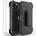 thumbnail image 1 of Hotpom for iPhone 13 Pro Max Case with 2 Pack Screen Protector Heavy Duty Shockproof Drop Proof Full Body Protection Women Men universal Phone Cover with Black Belt Clip, Black/Black, 1 of 1