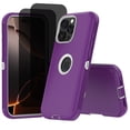 thumbnail image 1 of Hotpom for iPhone 14 Pro Max Case with 2 Pack Privacy Screen Protector Shockproof/ Drop Proof Protection Women Men universal Phone Cover, Purple/ White, 1 of 7