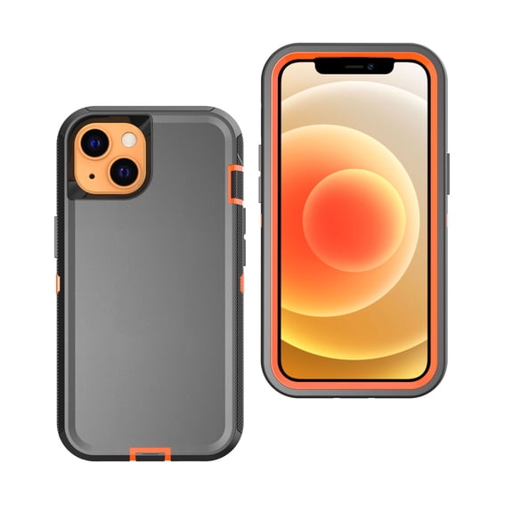 Hotpom for iPhone 15 Plus Case Heavy Duty Shockproof Dust/ Drop Proof Full Body Protection Rugged Durable Women Men universal Phone Cover, Black/Orange