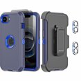 thumbnail image 1 of Hotpom for iPhone 16E/ iPhone SE4 Case with Belt Clip Holster & Kickstand + 2 Pack Privacy Screen Protector+ 2 Pack Camera Lens Protector,Heavy Duty Protection Military Grade Shockproof Purple+ Blue, 1 of 8