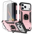 thumbnail image 1 of Hotpom for iPhone 17 Pro Case with 2 Pack Screen Protector Dual Layer Rugged Shockproof Protection with 360° Rotating Stand and Car Mount Capability, Pink, 1 of 7