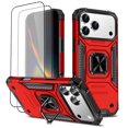 thumbnail image 1 of Hotpom for iPhone 17 Pro Case with 2 Pack Screen Protector Dual Layer Rugged Shockproof Protection with 360° Rotating Stand and Car Mount Capability, Red, 1 of 7